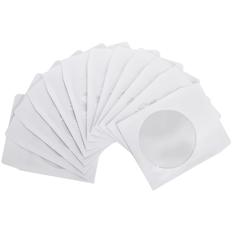 Fasmov 1,000 Pieces White Paper CD DVD Sleeves Envelope Holder with Clear Window and Flap - Image 3